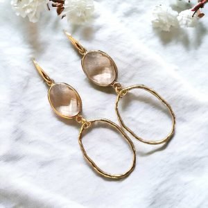 Clear White Glasstenen & Ovale Hangers