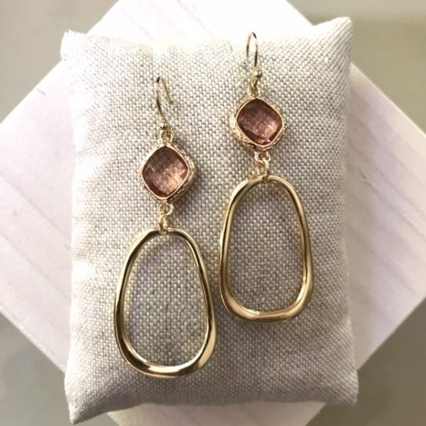 Peach Glasstenen & Open Hangers - Afbeelding 2