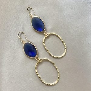Royal Blue Glasstenen & Open Hangers