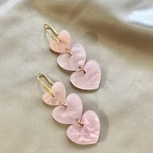 Triple Roze Hartjes Resin