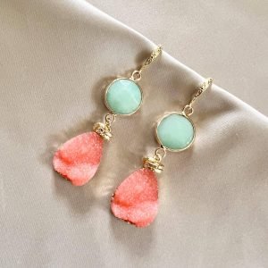 Azuurblauwe Jade & Peach Druzy