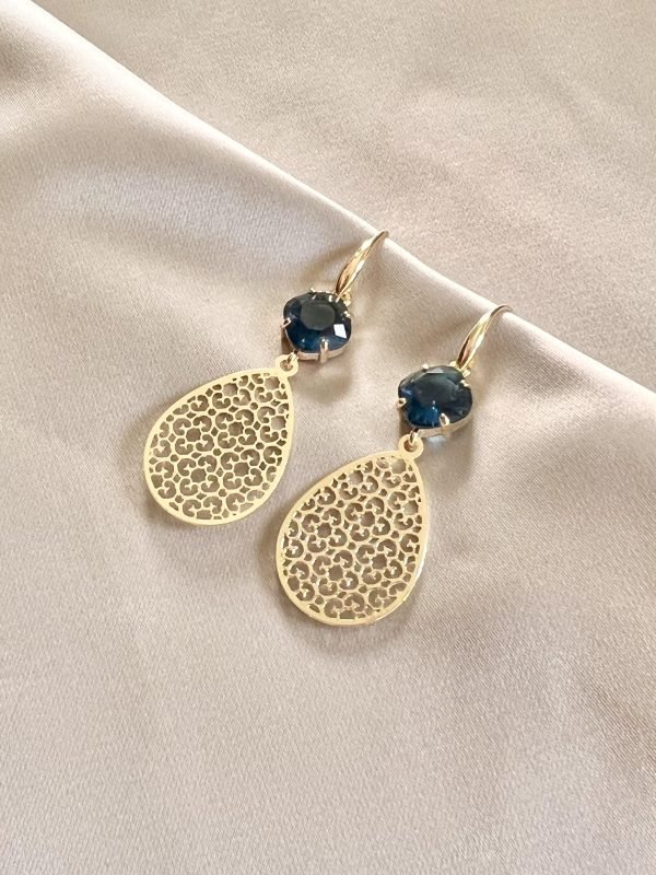 Blauwe Glassteentjes & Goldplated Filigree