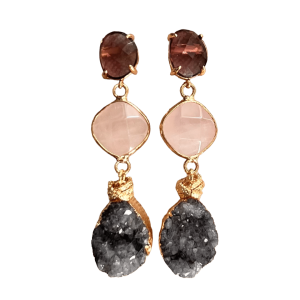 Burgundy & Grey Druzy