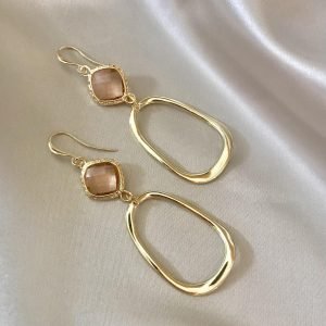 Peach Glasstenen & Open Hangers