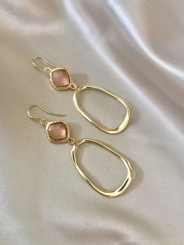 Peach Glasstenen & Open Hangers