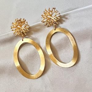 Goldplated Coral & Brushed Ovalen