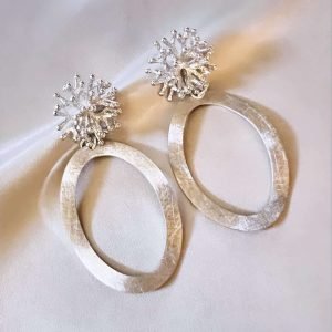 Zilver Coral & Brushed Zilveren Ovalen