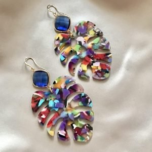 Royal Blue Multicolour Leaves (groot)