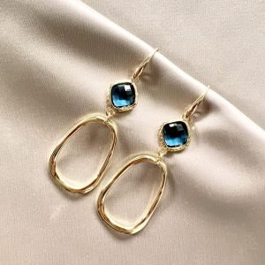 Navy Blue Glasstenen & Open Hangers