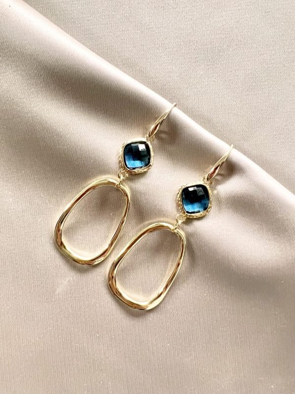 Navy Blue Glasstenen & Open Hangers