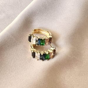 Goldplated Oorringen Zirkonia Multicolour