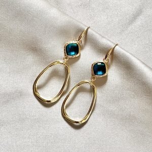 Peacock Blauwe Glasstenen & Open Hangers