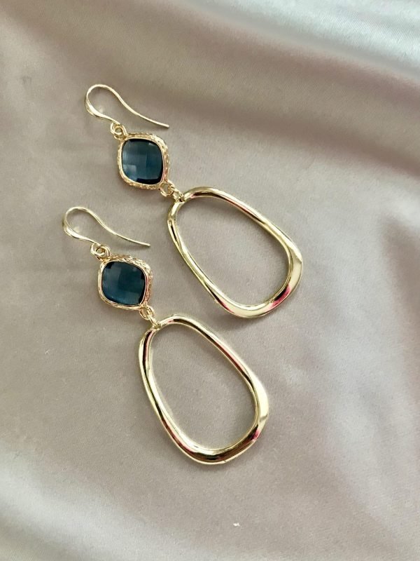 Navy Blue Glasstenen & Open Hangers - Afbeelding 3