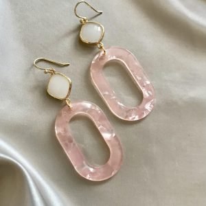 Poederwitte Jade & Roze Gemêleerde Resin