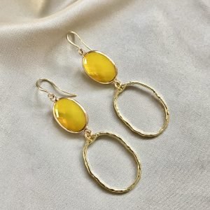 Gele Glassteentjes & Ovale Hangers