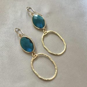 Peacock Blue Glasstenen & Open Hangers