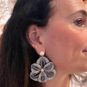 Strass Bloem Donkergrijs