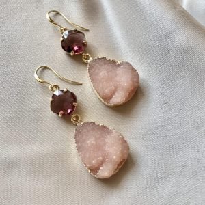 Burgundy & Beige Druzy