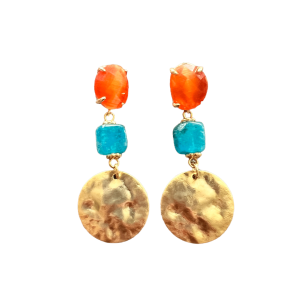 Coral Catseye and Peacockblue Jade