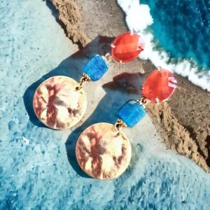 Coral Catseye and Peacockblue Jade