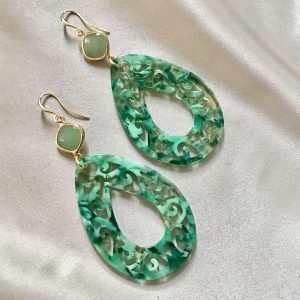 Lindegroene Jade & Opengewerkte Groene Resin