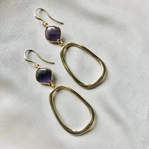 Paarse Glassteen & Open hangers