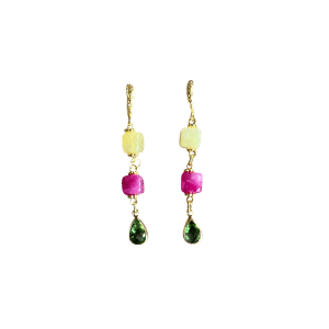 Rutielkwarts, Fuchsia Jade en Groene Glassteentjes