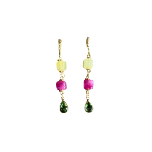 Rutielkwarts, Fuchsia Jade en Groene Glassteentjes