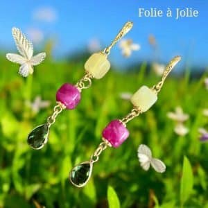 Rutielkwarts, Fuchsia Jade en Groene Glassteentjes