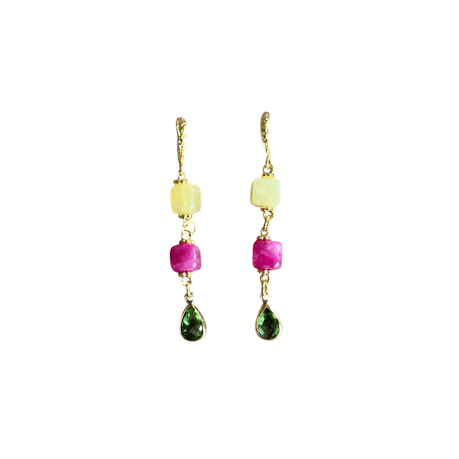 Rutielkwarts, Fuchsia Jade en Groene Glassteentjes
