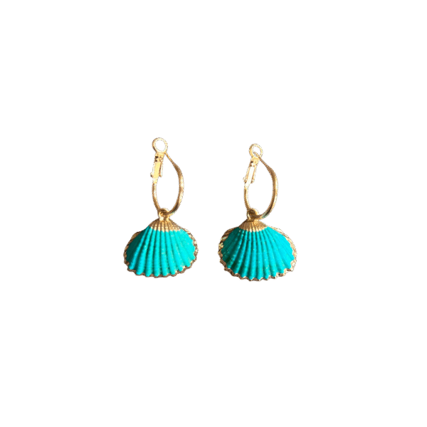Schelp Turquoise Oorring