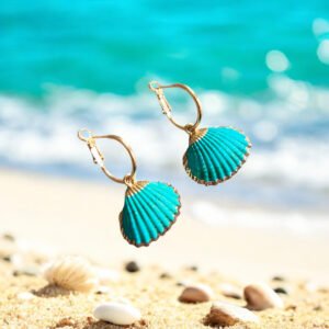 Schelp Turquoise Oorring