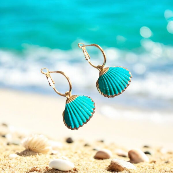Schelp Turquoise Oorring - Afbeelding 2