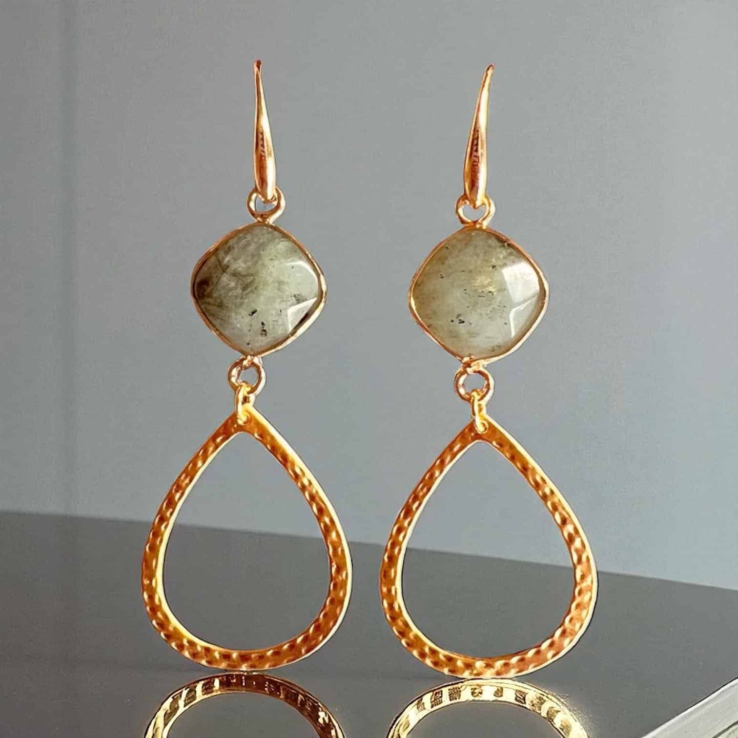 Labradoriet & Goldplated Drops - Afbeelding 2