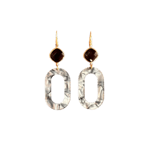 Grijze Glassteen & Gemêleerde Resin Lang