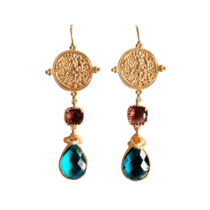 Muntjes & Burgundy en Petrol Glasstenen