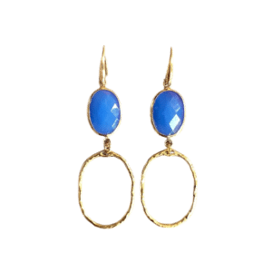 Middenblauwe Jade & Ovale Hangers