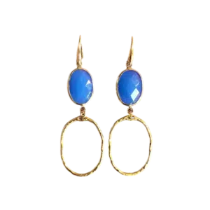 Middenblauwe Jade & Ovale Hangers