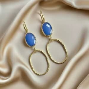 Middenblauwe Jade & Ovale Hangers