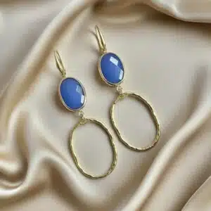 Middenblauwe Jade & Ovale Hangers