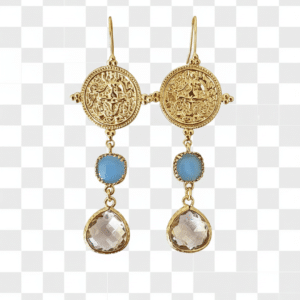 Muntjes & IJsblauwe en Clear White Glasstenen