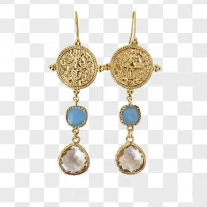 Muntjes & IJsblauwe en Clear White Glasstenen