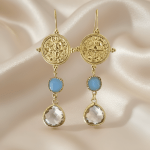 Muntjes & IJsblauwe en Clear White Glasstenen