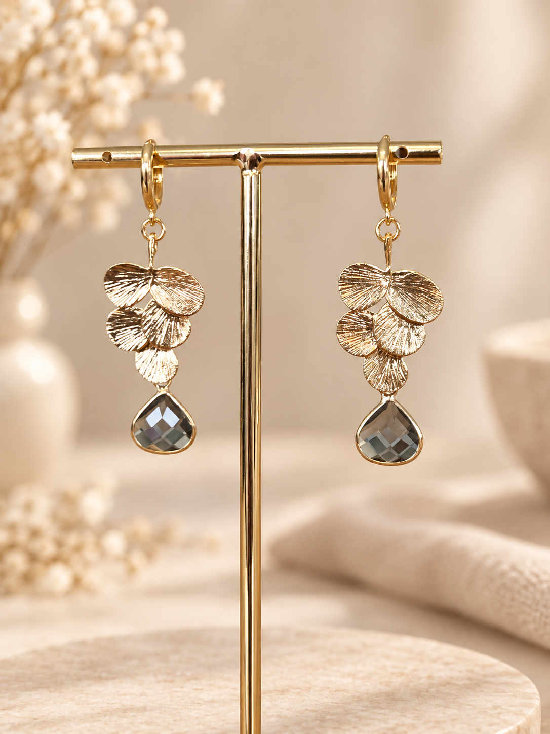 Goldplated Trosje & Bruine Glassteen - Afbeelding 2